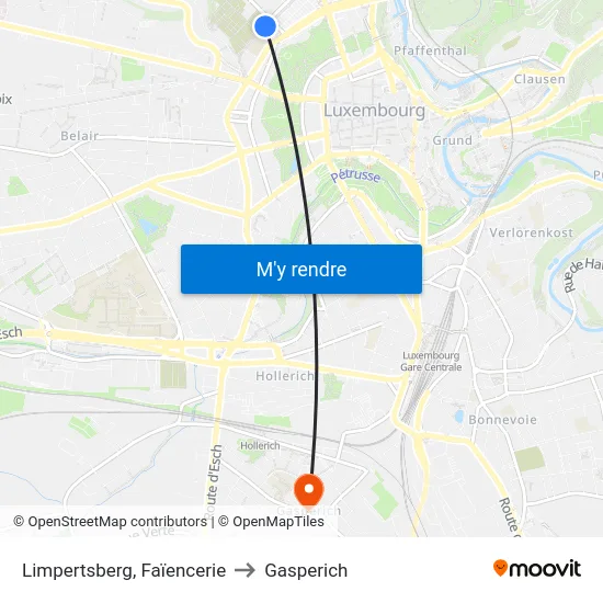 Limpertsberg, Faïencerie to Gasperich map
