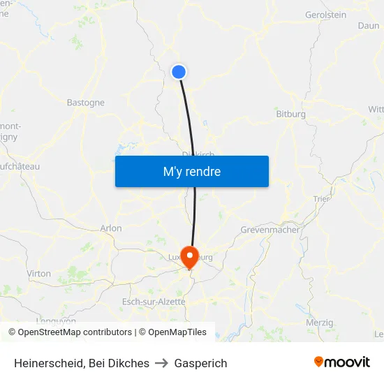 Heinerscheid, Bei Dikches to Gasperich map