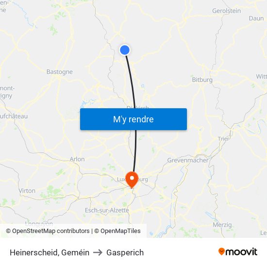 Heinerscheid, Geméin to Gasperich map