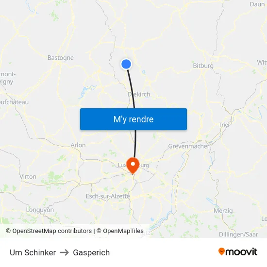 Um Schinker to Gasperich map