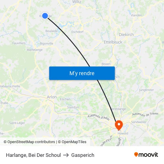 Harlange, Bei Der Schoul to Gasperich map