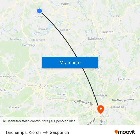 Tarchamps, Kierch to Gasperich map