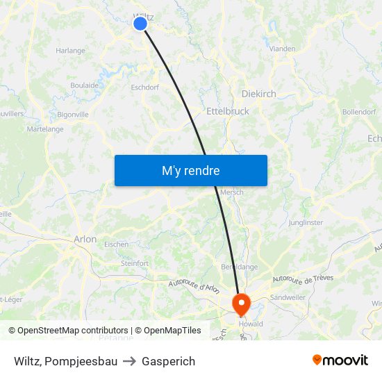 Wiltz, Pompjeesbau to Gasperich map
