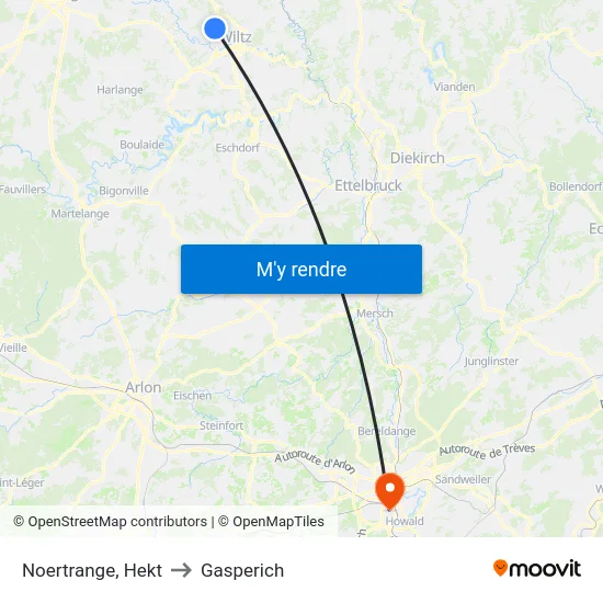 Noertrange, Hekt to Gasperich map