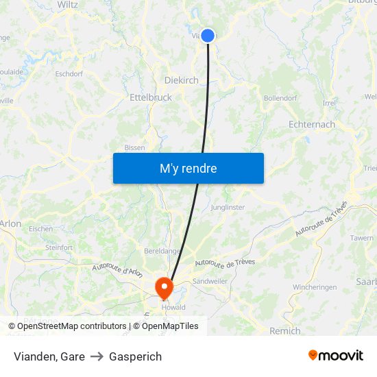 Vianden, Gare to Gasperich map