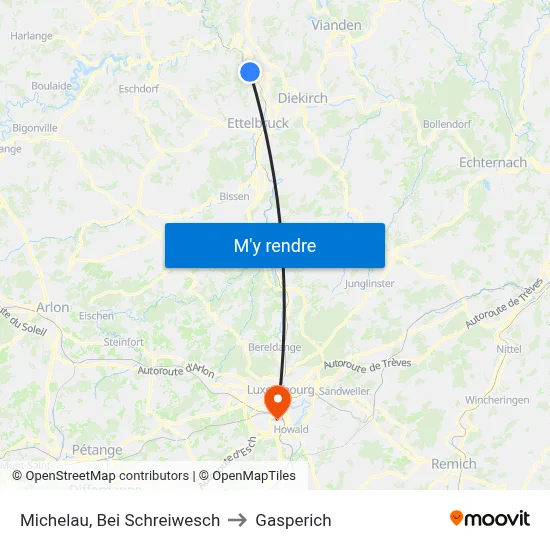 Michelau, Bei Schreiwesch to Gasperich map