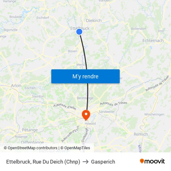 Ettelbruck, Rue Du Deich (Chnp) to Gasperich map