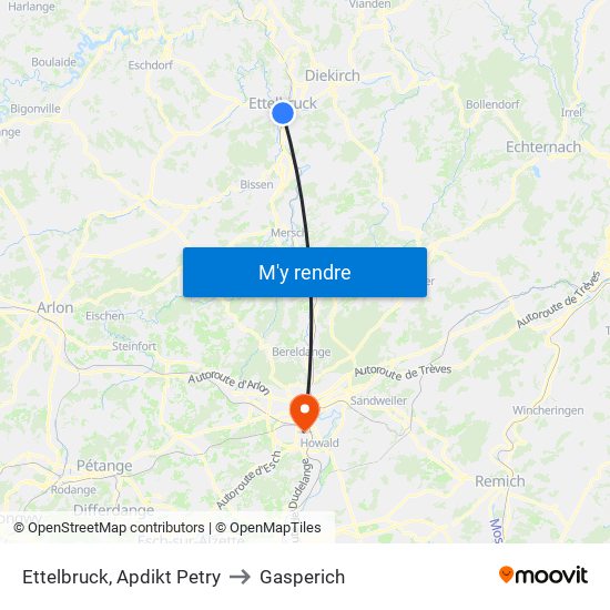 Ettelbruck, Apdikt Petry to Gasperich map