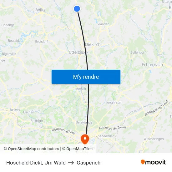 Hoscheid-Dickt, Um Wald to Gasperich map