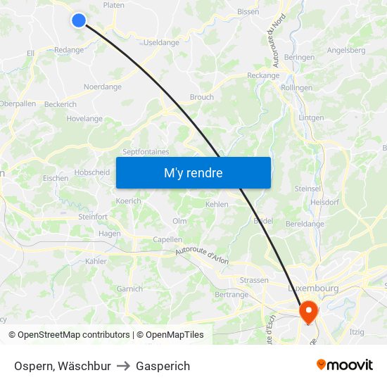 Ospern, Wäschbur to Gasperich map