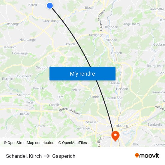 Schandel, Kiirch to Gasperich map