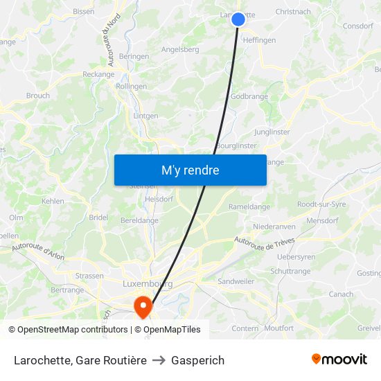 Larochette, Gare Routière to Gasperich map
