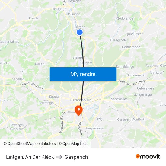 Lintgen, An Der Kléck to Gasperich map