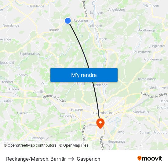 Reckange/Mersch, Barriär to Gasperich map