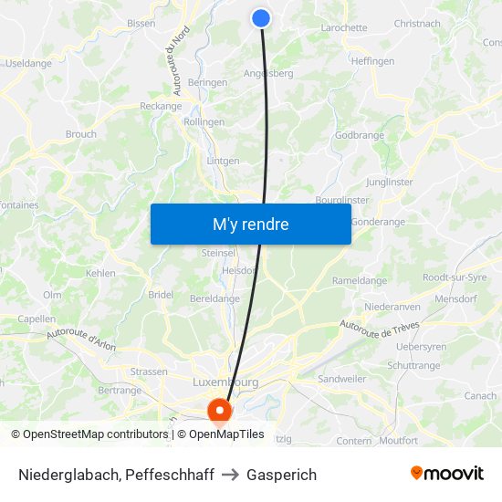 Niederglabach, Peffeschhaff to Gasperich map
