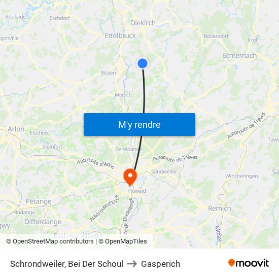 Schrondweiler, Bei Der Schoul to Gasperich map