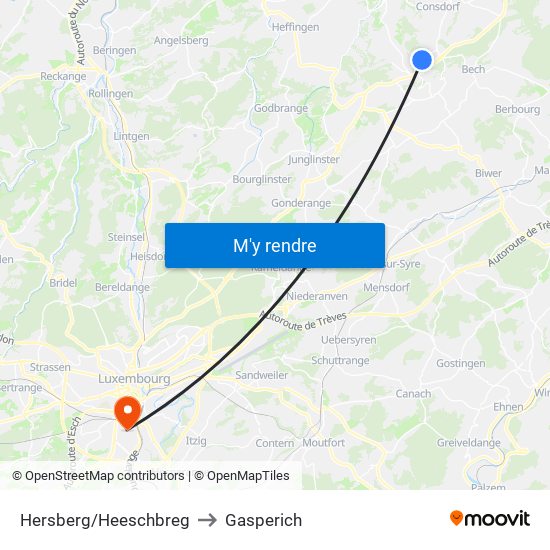 Hersberg/Heeschbreg to Gasperich map