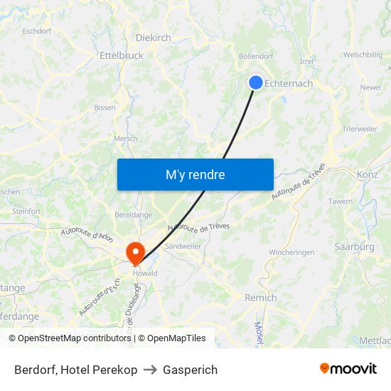 Berdorf, Hotel Perekop to Gasperich map