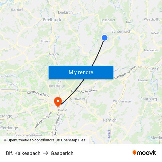 Bif. Kalkesbach to Gasperich map