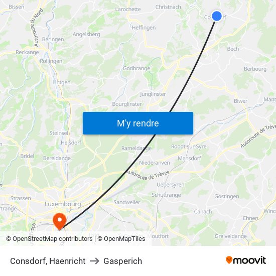 Consdorf, Haenricht to Gasperich map