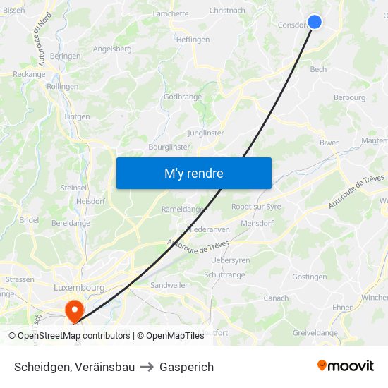 Scheidgen, Veräinsbau to Gasperich map