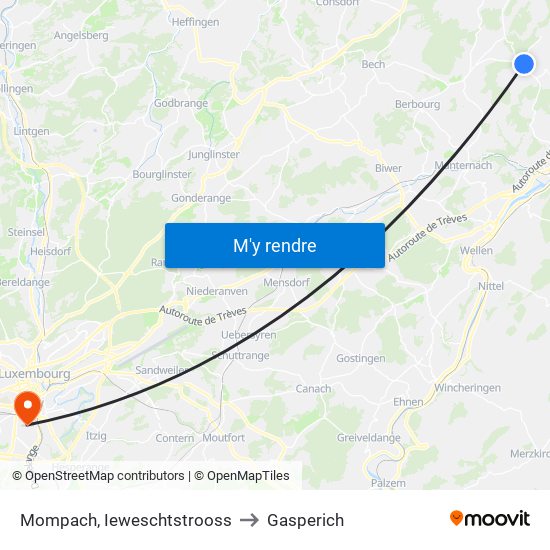 Mompach, Ieweschtstrooss to Gasperich map