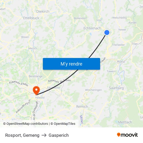 Rosport, Gemeng to Gasperich map
