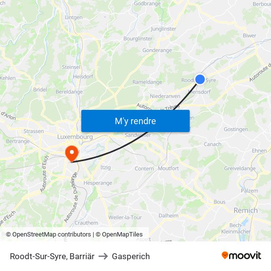 Roodt-Sur-Syre, Barriär to Gasperich map