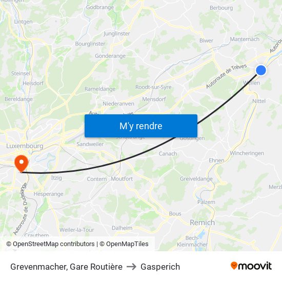 Grevenmacher, Gare Routière to Gasperich map