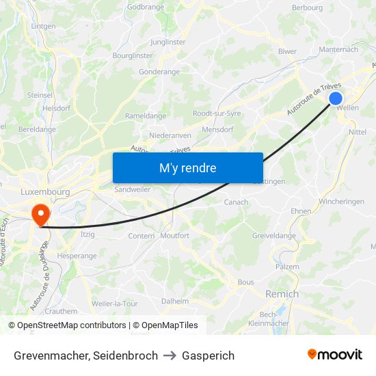 Grevenmacher, Seidenbroch to Gasperich map