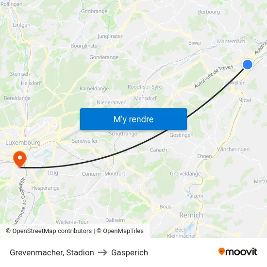 Grevenmacher, Stadion to Gasperich map