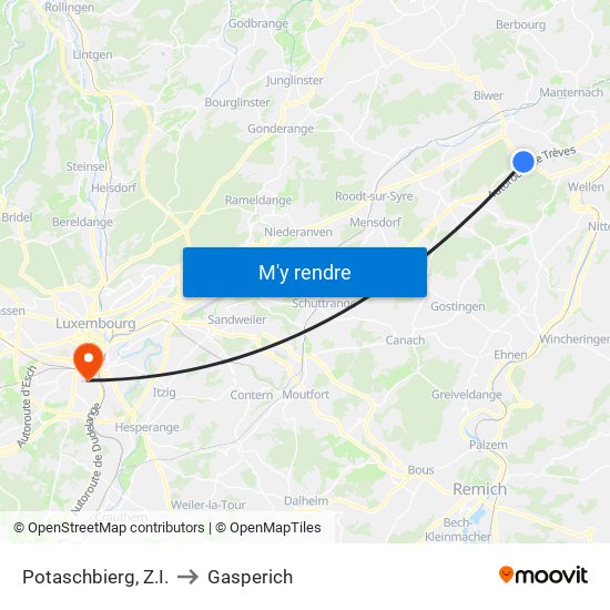 Potaschbierg, Z.I. to Gasperich map