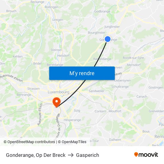 Gonderange, Op Der Breck to Gasperich map