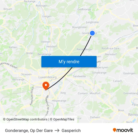 Gonderange, Op Der Gare to Gasperich map