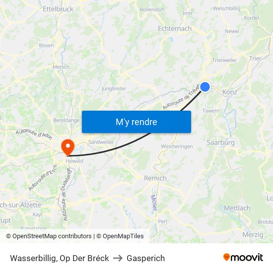 Wasserbillig, Op Der Bréck to Gasperich map