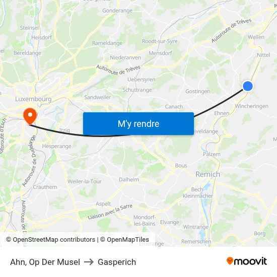 Ahn, Op Der Musel to Gasperich map