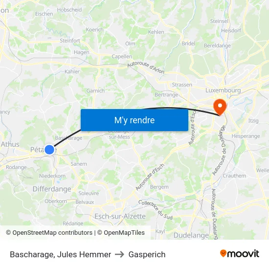 Bascharage, Jules Hemmer to Gasperich map