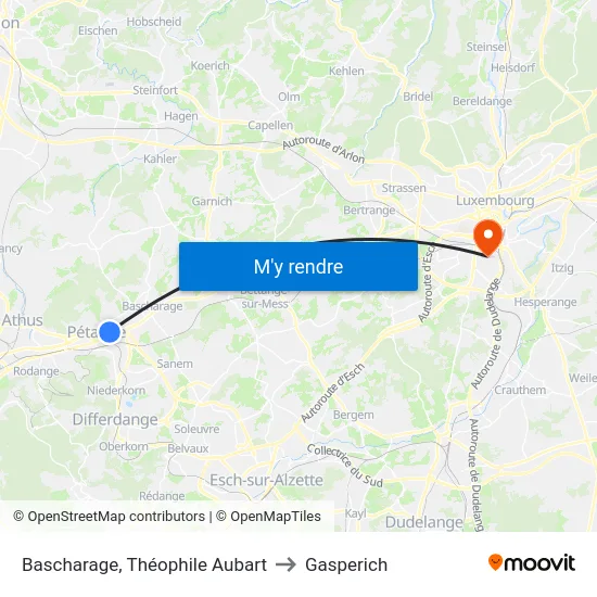 Bascharage, Théophile Aubart to Gasperich map