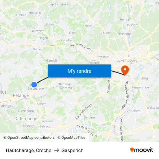 Hautcharage, Crèche to Gasperich map