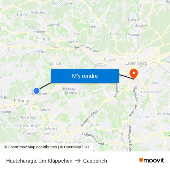 Hautcharage, Um Kläppchen to Gasperich map