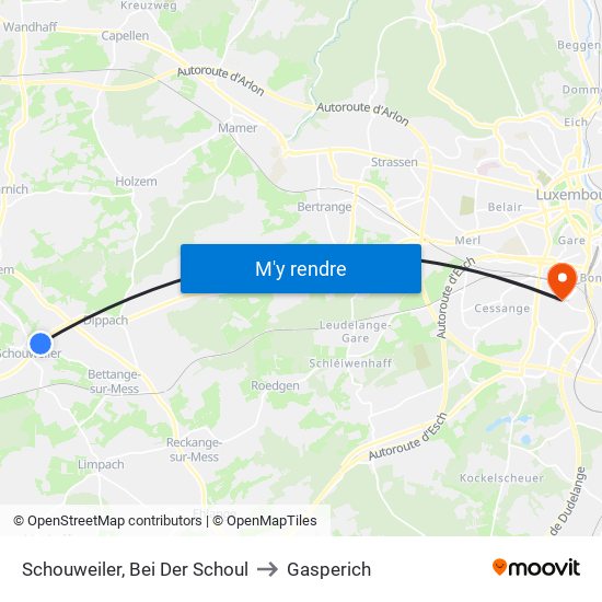 Schouweiler, Bei Der Schoul to Gasperich map
