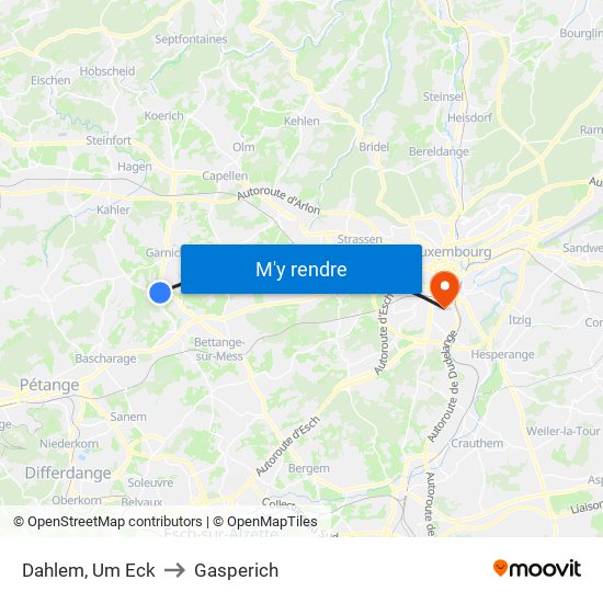 Dahlem, Um Eck to Gasperich map