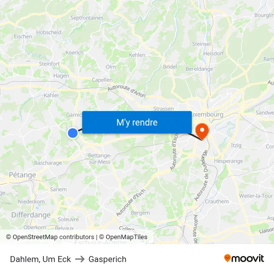 Dahlem, Um Eck to Gasperich map