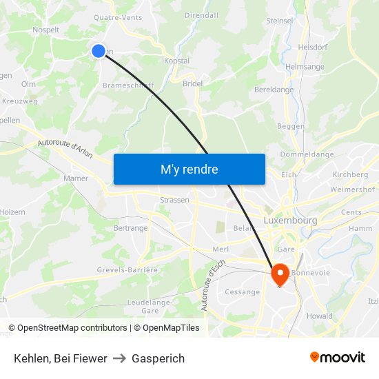 Kehlen, Bei Fiewer to Gasperich map