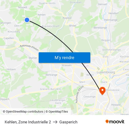 Kehlen, Zone Industrielle 2 to Gasperich map