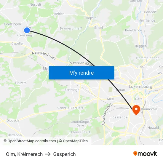 Olm, Kréimerech to Gasperich map