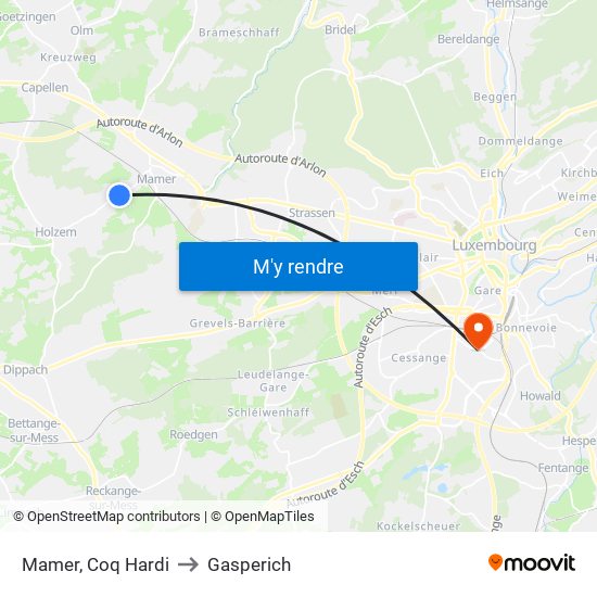 Mamer, Coq Hardi to Gasperich map