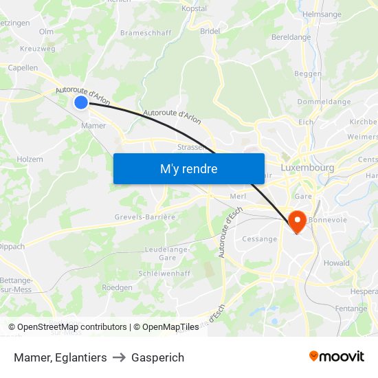 Mamer, Eglantiers to Gasperich map