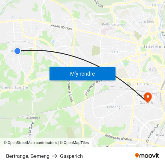 Bertrange, Gemeng to Gasperich map