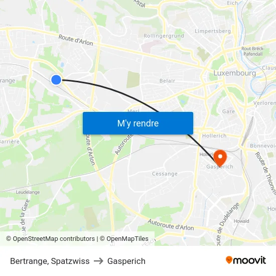 Bertrange, Spatzwiss to Gasperich map